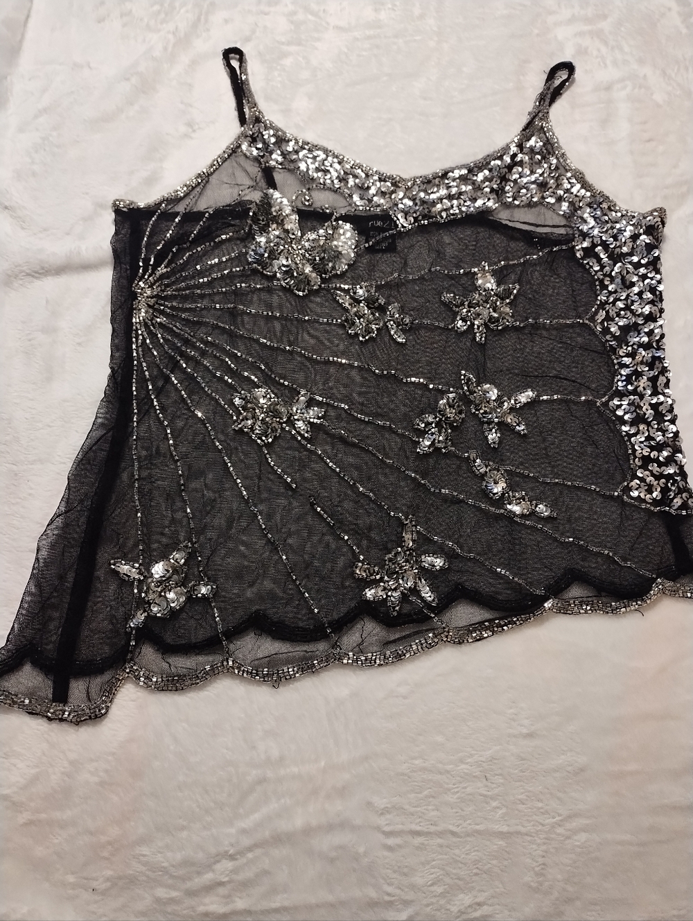 Rue21 Black Sheer Sequin & Bead Embellished Cami